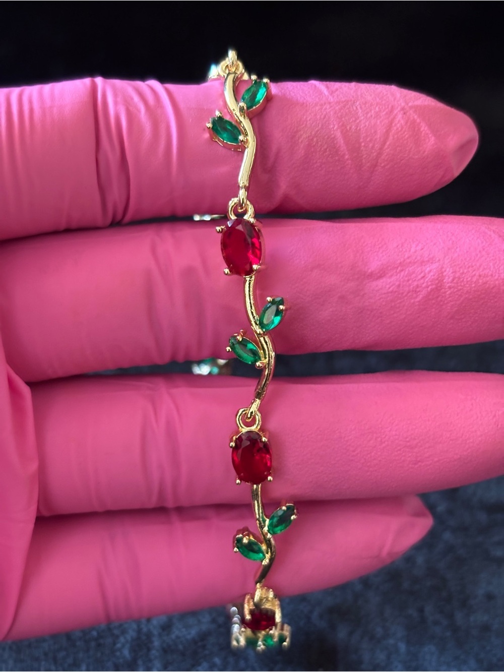 1.4mm Yellow Gold Rose-Inspired CZ Bracelet 8 in.